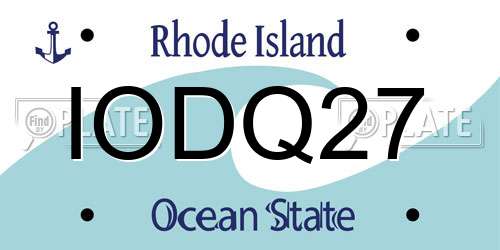 IODQ27 Rhode Island License Plate