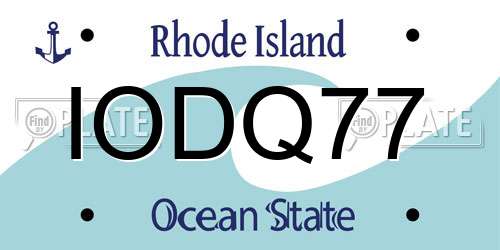 IODQ77 Rhode Island License Plate