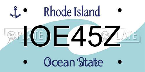 IOE45Z Rhode Island License Plate