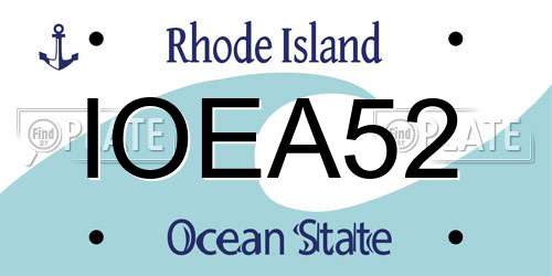 IOEA52 Rhode Island License Plate