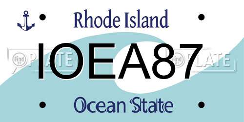IOEA87 Rhode Island License Plate
