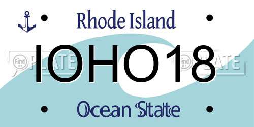 IOHO18 Rhode Island License Plate