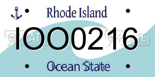 IOO0216 Rhode Island License Plate