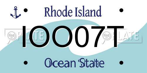 IOO07T Rhode Island License Plate