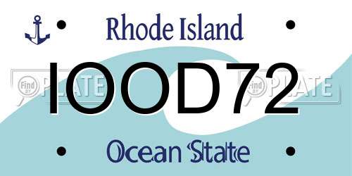 IOOD72 Rhode Island License Plate