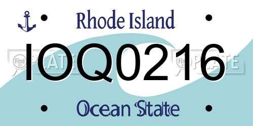IOQ0216 Rhode Island License Plate
