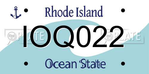 IOQ022 Rhode Island License Plate