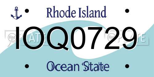 IOQ0729 Rhode Island License Plate