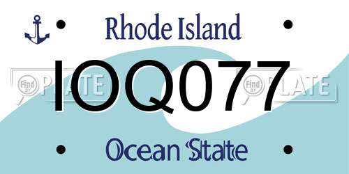 IOQ077 Rhode Island License Plate