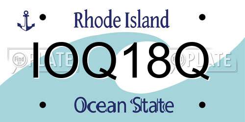 IOQ18Q Rhode Island License Plate