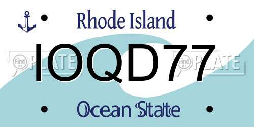 IOQD77 Rhode Island License Plate