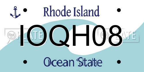 IOQH08 Rhode Island License Plate