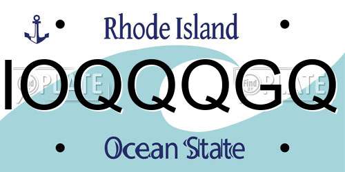IOQQQGQ Rhode Island License Plate