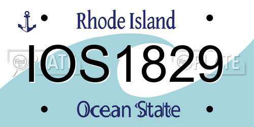 IOS1829 Rhode Island License Plate