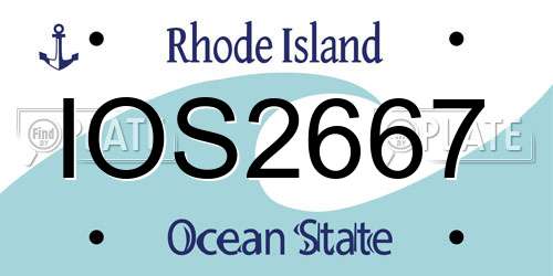 IOS2667 Rhode Island License Plate