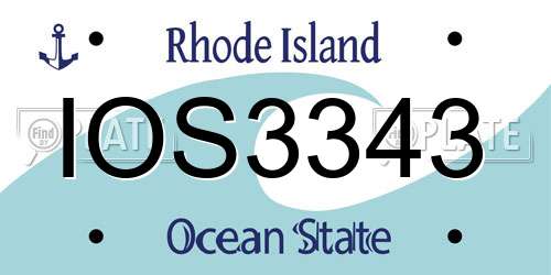 IOS3343 Rhode Island License Plate