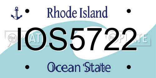 IOS5722 Rhode Island License Plate