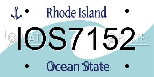IOS7152 Rhode Island License Plate