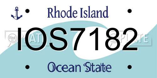 IOS7182 Rhode Island License Plate