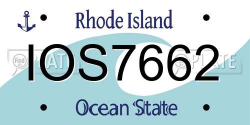 IOS7662 Rhode Island License Plate