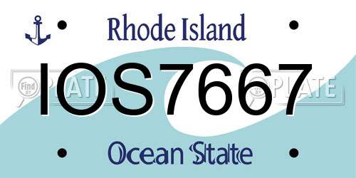IOS7667 Rhode Island License Plate