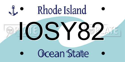 IOSY82 Rhode Island License Plate