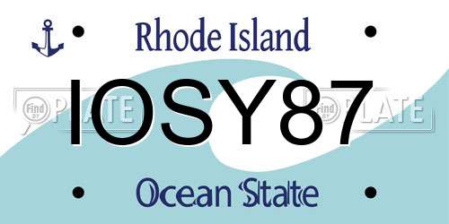 IOSY87 Rhode Island License Plate