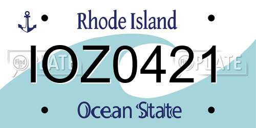 IOZ0421 Rhode Island License Plate