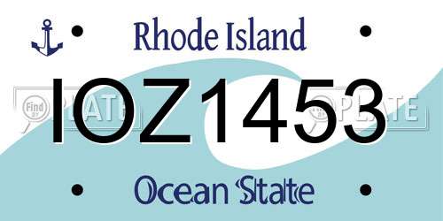 IOZ1453 Rhode Island License Plate