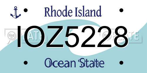 IOZ5228 Rhode Island License Plate