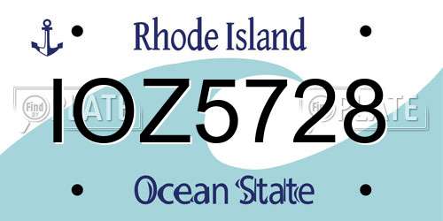 IOZ5728 Rhode Island License Plate