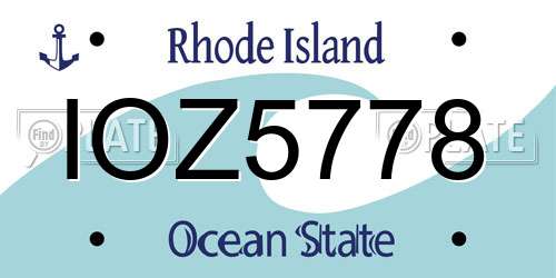 IOZ5778 Rhode Island License Plate