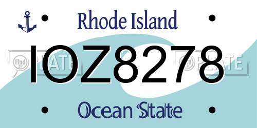IOZ8278 Rhode Island License Plate