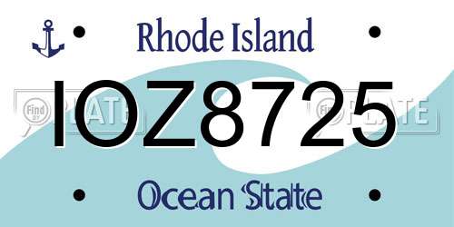 IOZ8725 Rhode Island License Plate