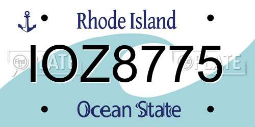 IOZ8775 Rhode Island License Plate