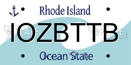 IOZBTTB Rhode Island License Plate