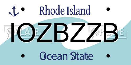 IOZBZZB Rhode Island License Plate