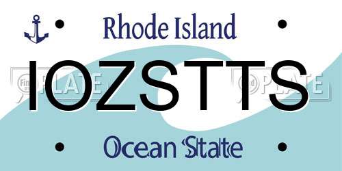IOZSTTS Rhode Island License Plate