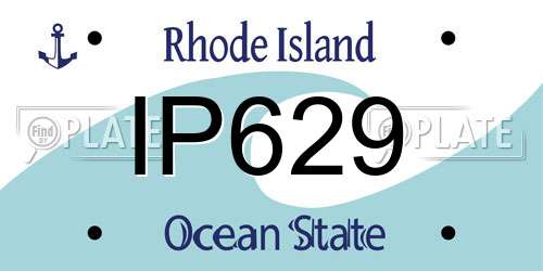 IP629 Rhode Island License Plate