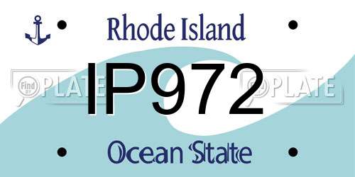 IP972 Rhode Island License Plate