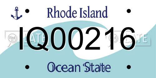 IQ00216 Rhode Island License Plate