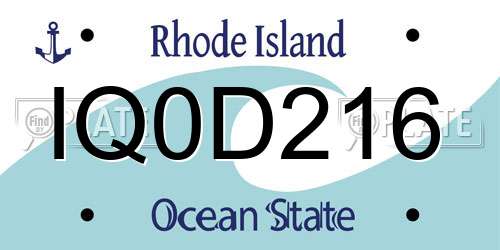 IQ0D216 Rhode Island License Plate