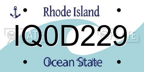 IQ0D229 Rhode Island License Plate