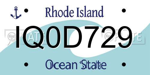 IQ0D729 Rhode Island License Plate