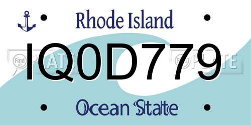 IQ0D779 Rhode Island License Plate