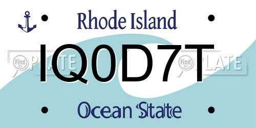IQ0D7T Rhode Island License Plate