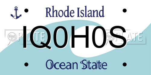 IQ0H0S Rhode Island License Plate