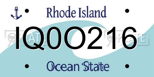 IQ0O216 Rhode Island License Plate