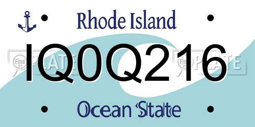 IQ0Q216 Rhode Island License Plate