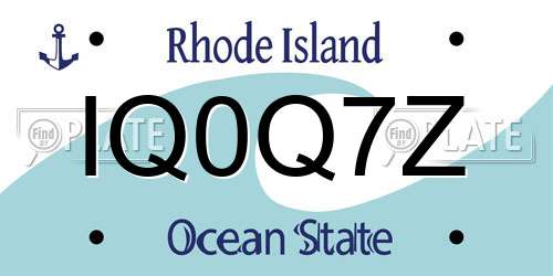 IQ0Q7Z Rhode Island License Plate